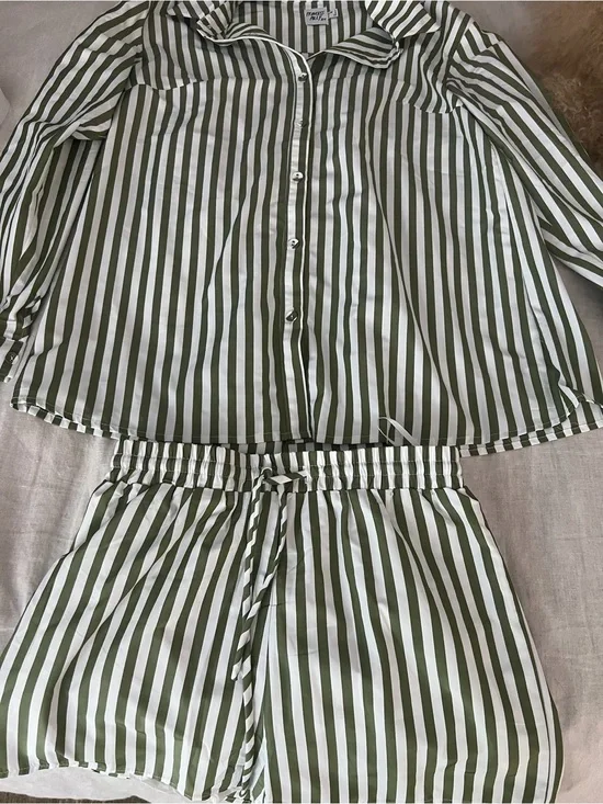 Princess Polly Olive Green and White Striped Set