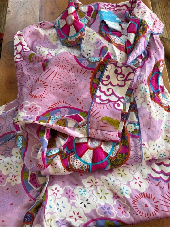 NWOT Nick & Nora Matching Silk Pajama Set [rare]