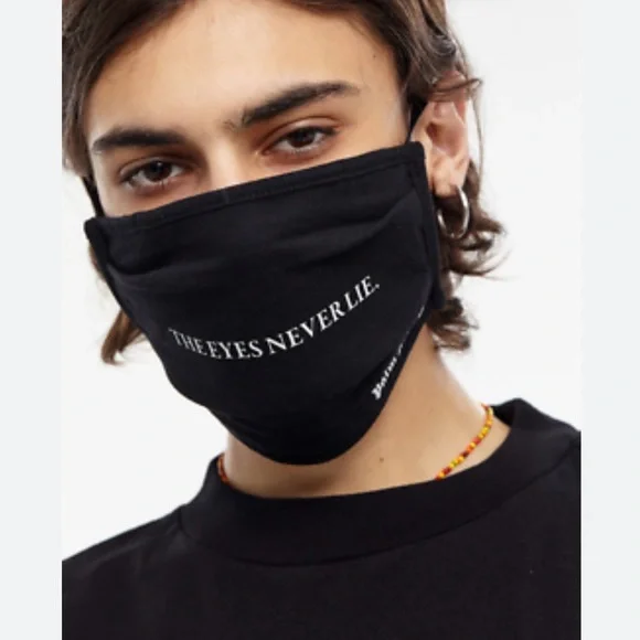 Palm Angels Black Mask with White Text