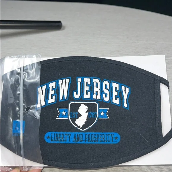 New Jersey Face Mask in Black and Blue