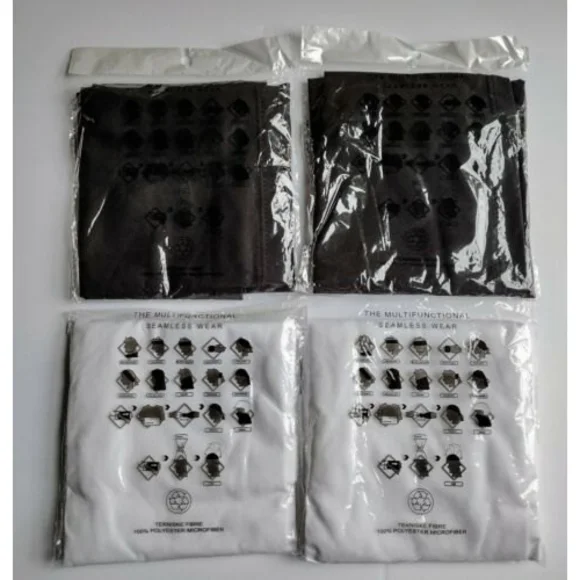 The Original Multifunctional Seamless Wear One Size Black/White - 4 New.