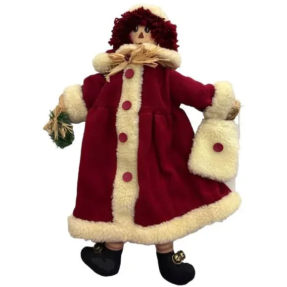 Raggedy Ann Folk Country Santa Clause‎ Suit Christmas Floppy Doll