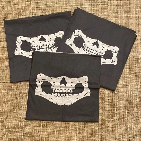 Skeleton Mouth Black & White Cool Neck Gaiter Mask Men Women Full Face Lot of 3