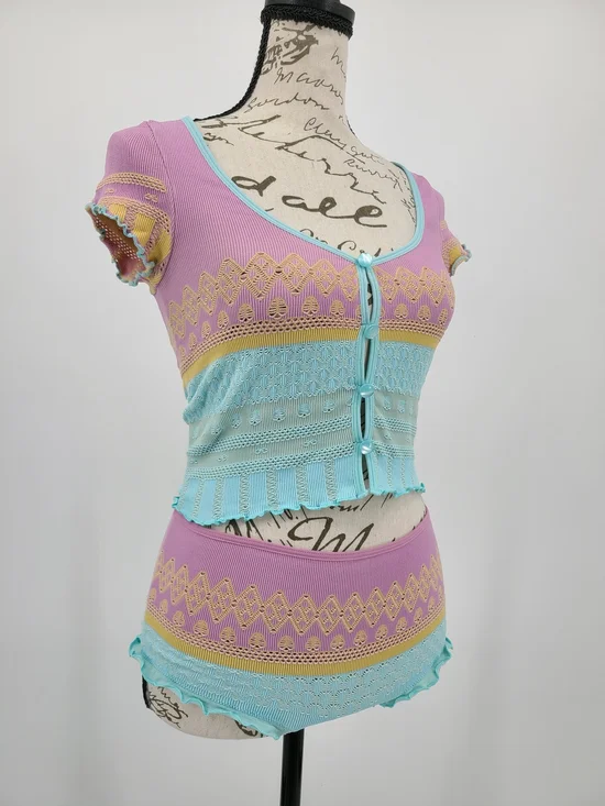Anthropologie's LyreBird Knit Cropped Pajama Set Size Small