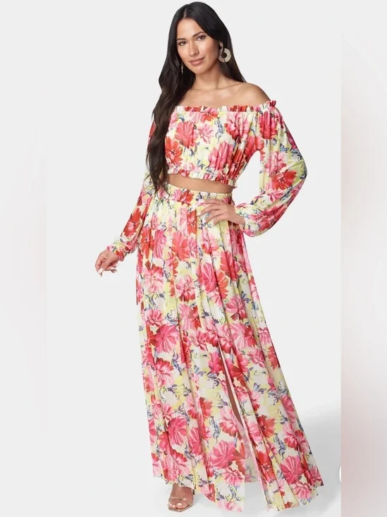 High Slit Two Piece Mesh Set NWT