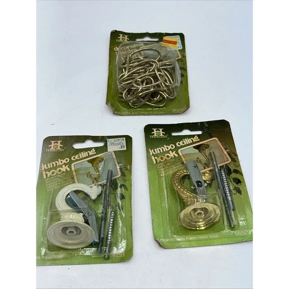 Vintage NOS Homecraft Jumbo Ceiling Hooks And Decorative Planter Chain 1980's