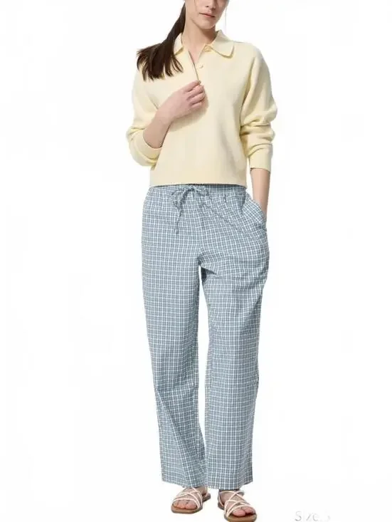 Uniqlo Easy Pants | Checked NWT Blue Large