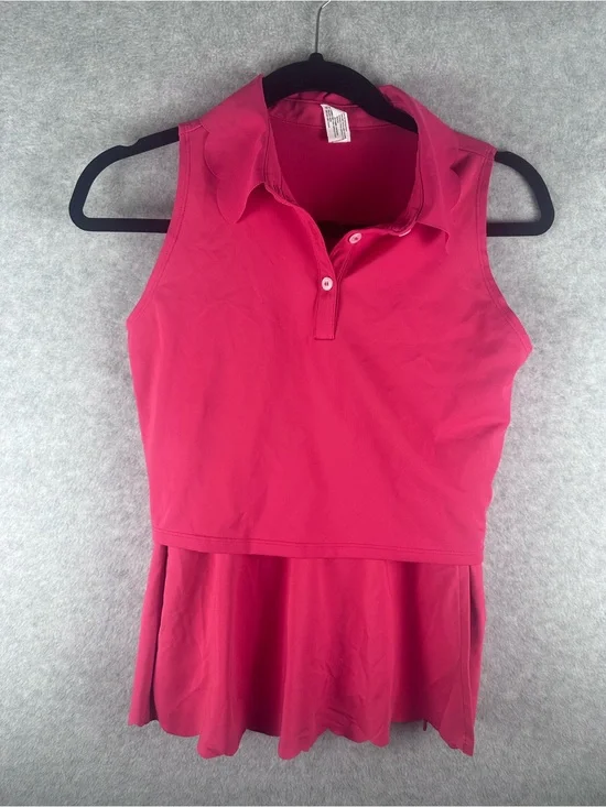90 Degrees by Reflex Sleeveless Polo Peplum Top + Matching Skirt  - Activewear