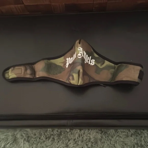 Palm Angels Green and Brown Camouflage Mask