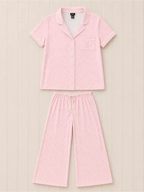 Pink Rhinestone Monogram Pajama Lounge Set NWT