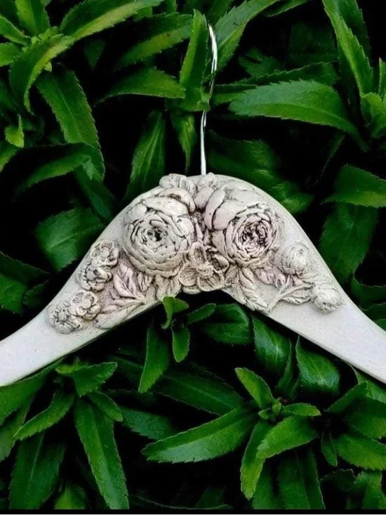 Wedding Dress Handmade Decorative White Floral Ornate Hanger