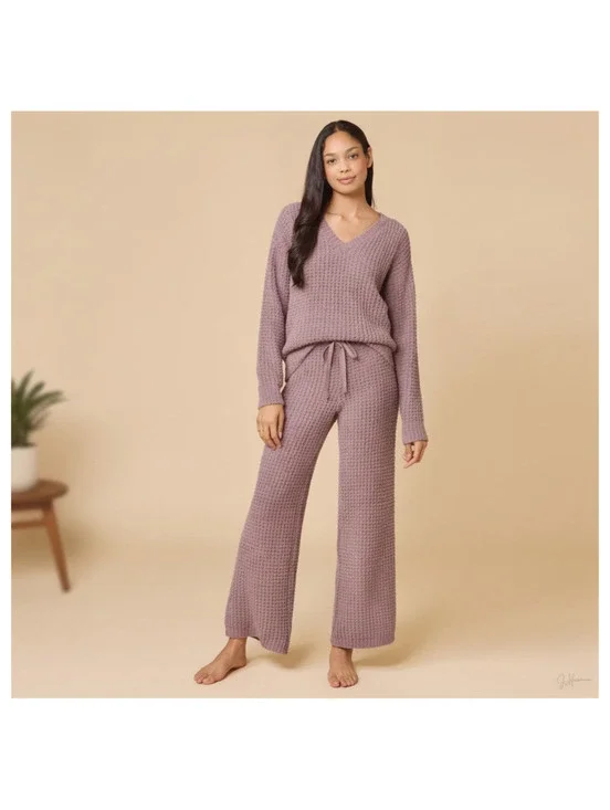 SOFTIES (NWT) - Waffle Marshmallow V-Neck Luxe Lounge Set - Driftwood - Size XS