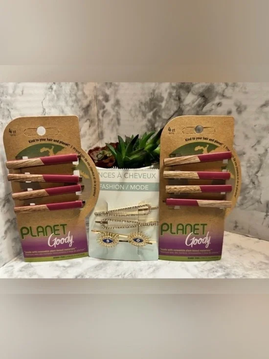 Planet Goody Women's Burgundy and Natural Two-Tone Hair Clips - Set of 8