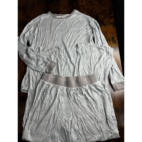 Splendid Womens Pajama Set Small Blue‎ White Floral Long Sleeve Top Jogger Pants
