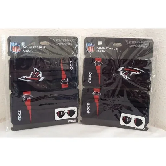 NFL Game Day Atlanta Falcons Adult Adjustable Face Mask Covering - 2pk Lot