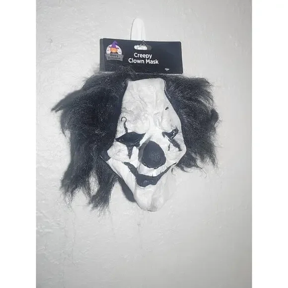 Creepy Evil Scary Halloween Clown Mask Rubber Latex GREEN HORNED CLOWN