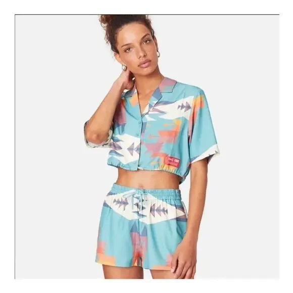 Kith Women x Coca-Cola x Pendleton Cropped Camp Collar Top & Ellen Shorts Set XS