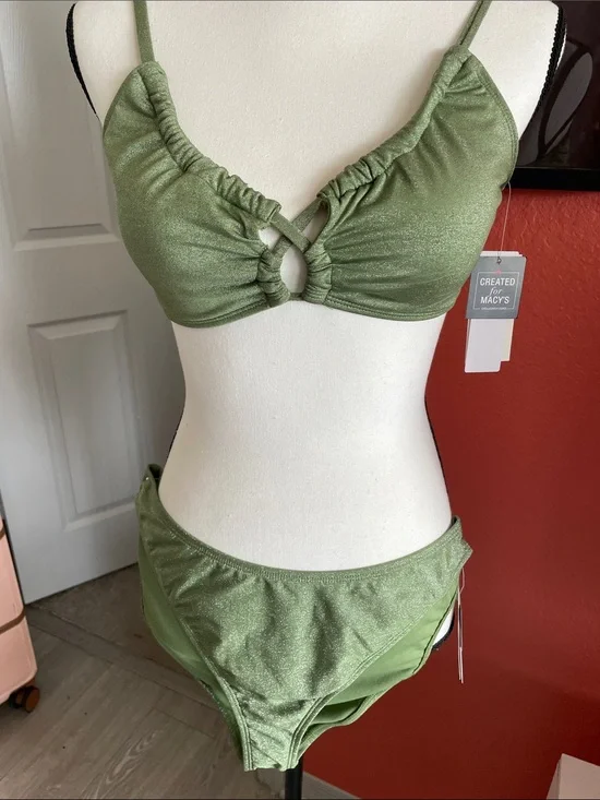 Salt + Cove Olive Shimmer Bikini Top