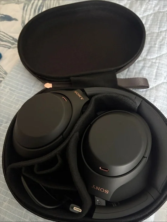 Sony Black Wireless Over-Ear Headphones with Rose Gold Accents