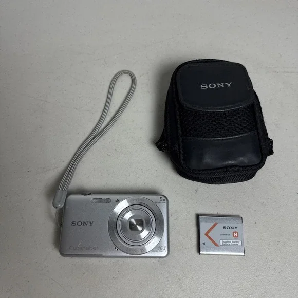 Sony Cyber-shot DSC-W710 Silver Digital Camera 16.1MP 5x Zoom w/ Battery & Bag