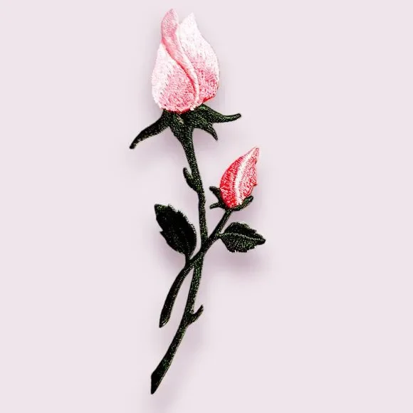 Iron On Patch-Crafts Material‎ DIY Accessory-pink rose bud-flower