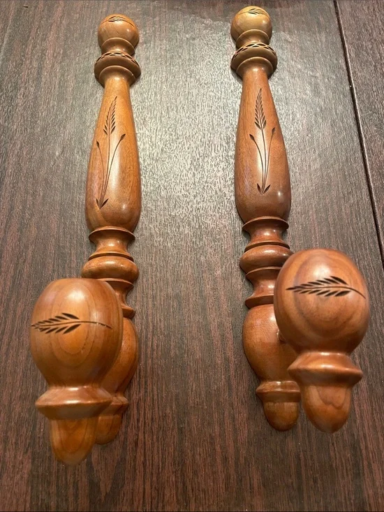 Hand-Carved Wooden Wall Candle Holders
