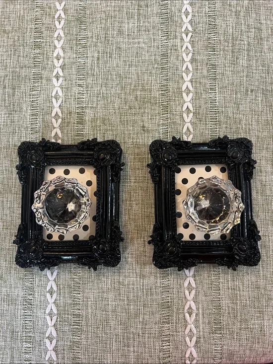 Hobby Lobby Black Ornate Wall Hook Pair with Clear Knobs