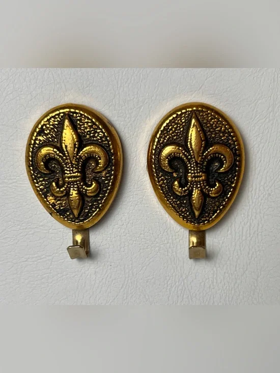 VTG Hardware Lot of 2 Fleur De Lis Wall Hook Brass Picture Wall Hanger 2