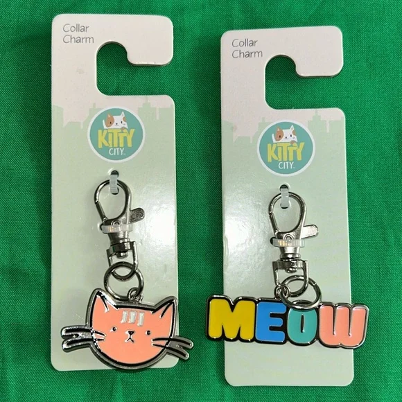 2 Kitty City Metal Collar Charms