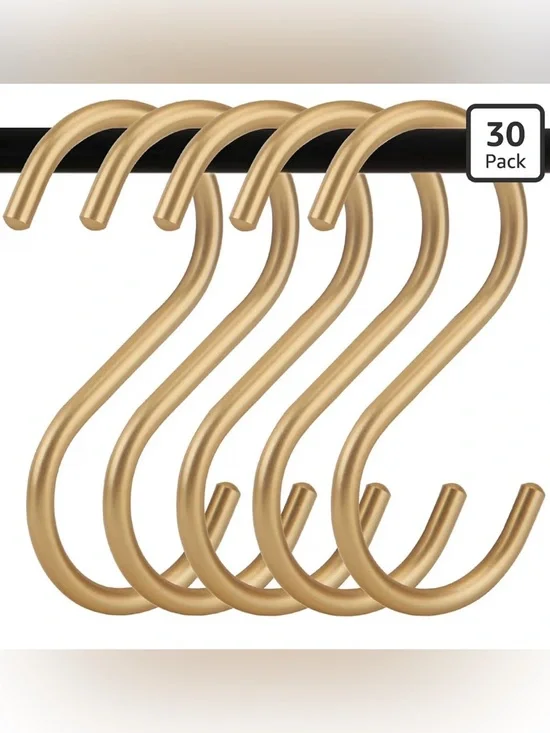 Pack of 30 Gold S-Shaped Metal Hooks
