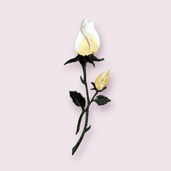 Iron On Patch-Crafts Material DIY white rose bud-flower‎