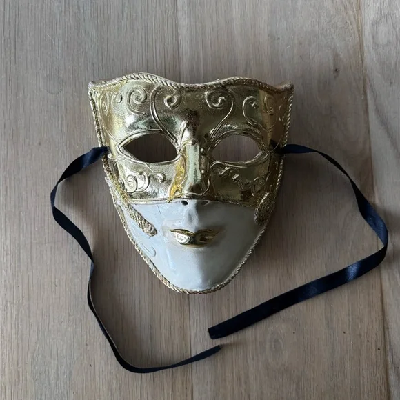 Gold and White Masquerade Mask