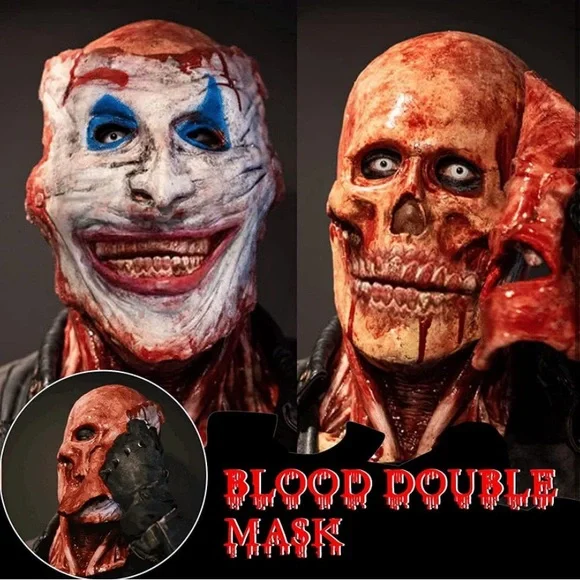 Scary Halloween Mask, Joker Double layer Ripped Mask, Halloween Full Head Skull