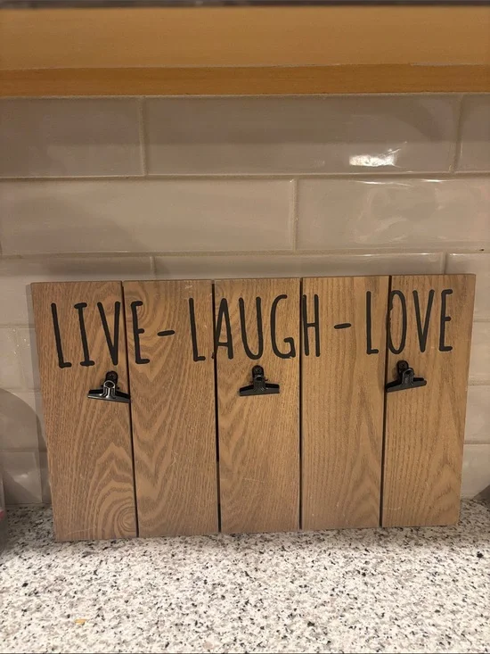 Live Laugh Love Wooden Wall Clip Panel - Natural