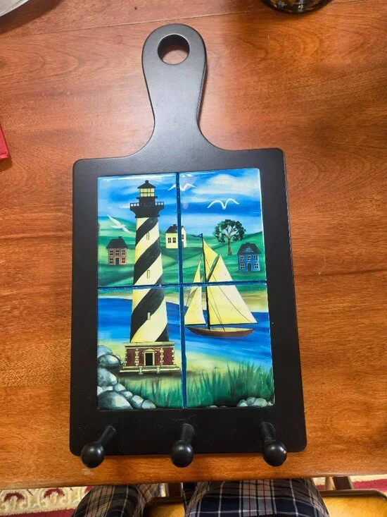 lighthouse landscape  tiled wooden with hooks