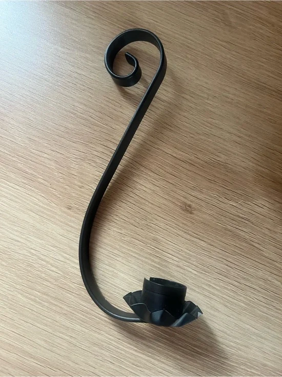 Black Curled Metal Wall Candle Holder - Decorative Home Wall Decor