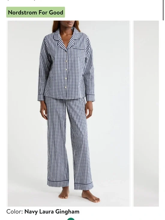 Nordstrom Navy and White Laura Gingham Pajama Set