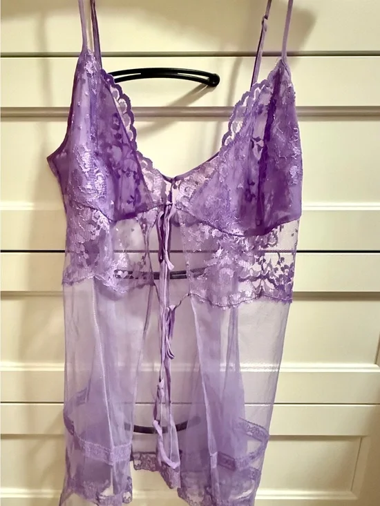 Victoria’s Secret EUC Vintage Gold Label Silk Lavender Chemise Set S