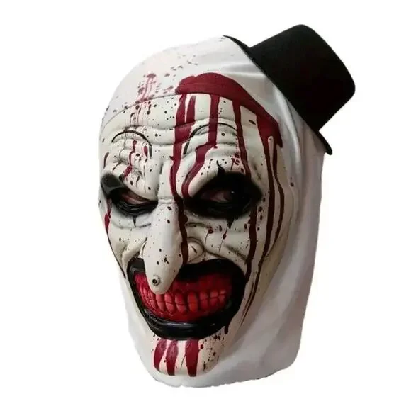 Black Hat Clown Mask Terrifier Costume Latex Art Mask Halloween Cosplay Prop NEW