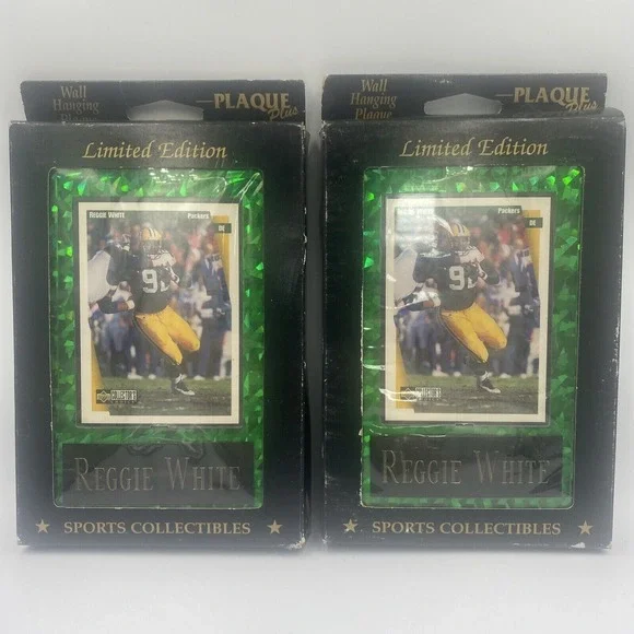 2 REGGIE WHITE GREEN BAY PACKERS LIMITED EDITION HANGING WALL PLAQUE HOLO HOLDER