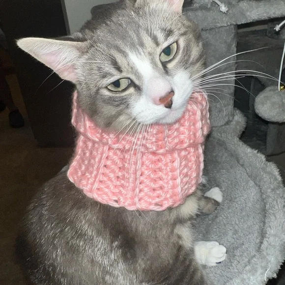 Homemade crochet cat neck warmer very Comy yarn
