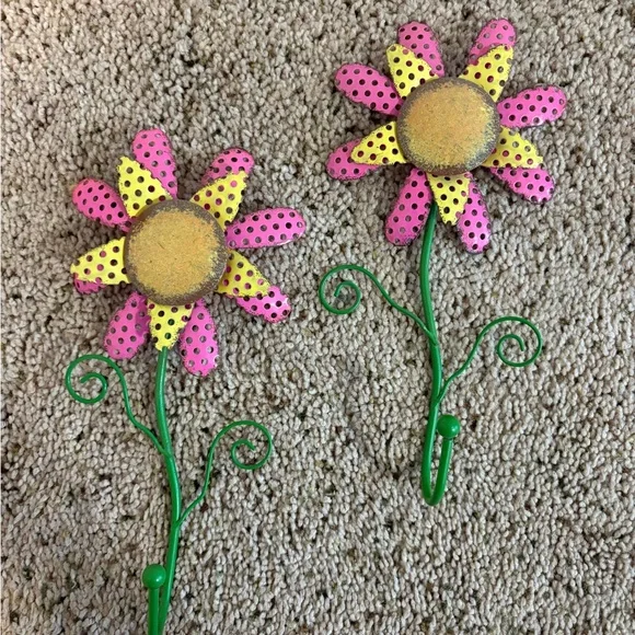 Pink Yellow Metal Wall Hooks Set Kids Room Decor Nursery Coat Hooks Cute
