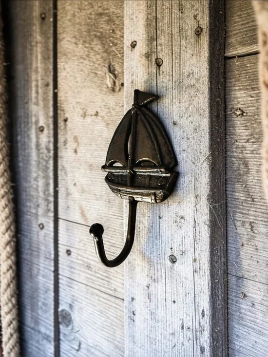 Cast Iron Heavy Bronze Nautical Sailboat Wall 6.5