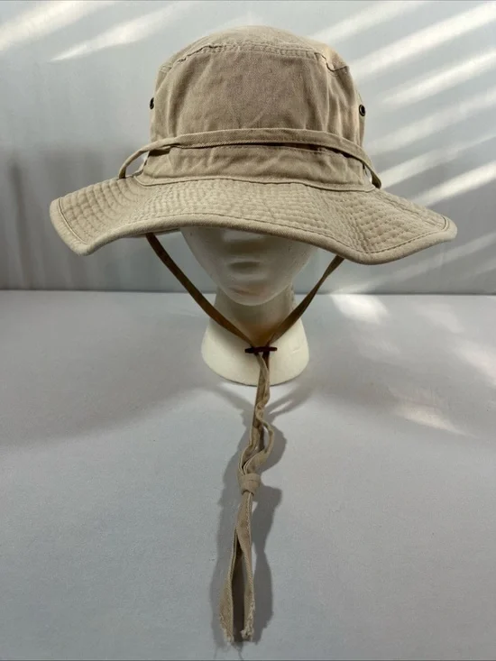 Vintage Henschel Hat Co H1H Boonie Bucket Hat Mens XL Tan Cotton Safari Fishing