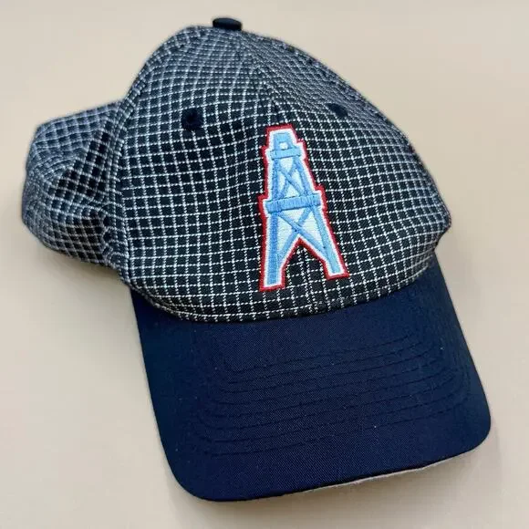 Vintage 90s Houston Oilers Logo 7 Snapback Hat NFL Grid Print Gameday