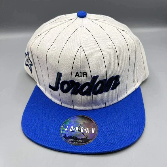 Air Jordan Hat Men White‎ Blue Pinstripe Jumpman Snap Back Cap