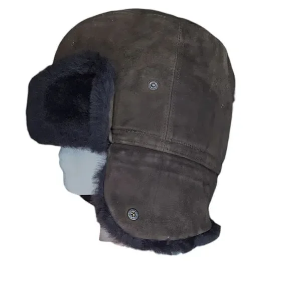 DAVIDE CENCI‎ brown shearling suede hunting hat made in Italy