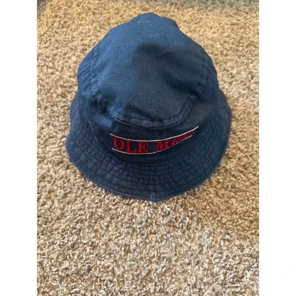 Ole Miss Rebels Bucket Hat Navy Blue Embroidered NCAA College Fan Gear Hat