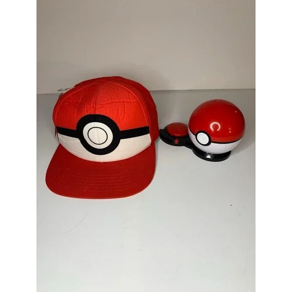 Pokemon Poke Ball Hat & Trainer Guess Game Electronic Toy Bundle Red Snapback...