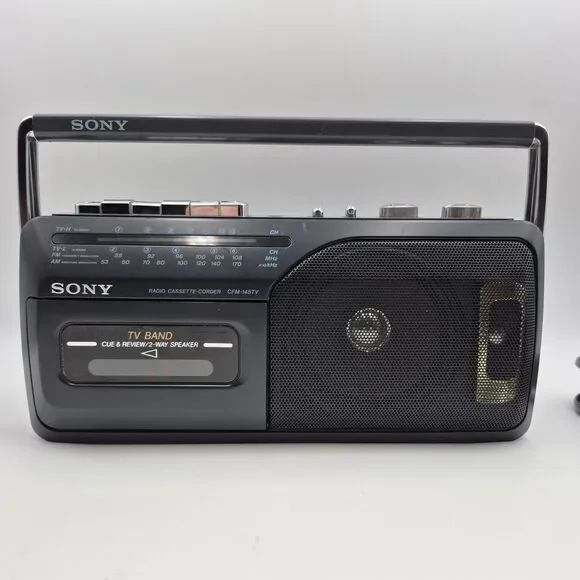 SONY CFM-145TV AM/FM Radio, Cassette Player, TV Band, Works!
